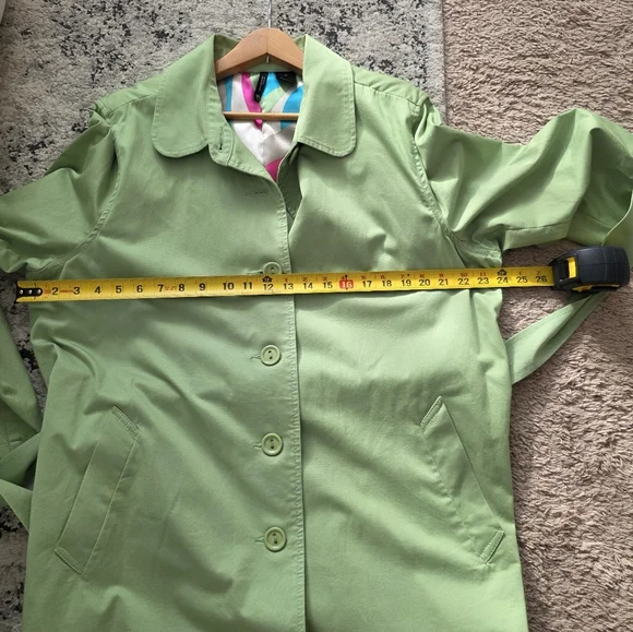 SOLD Y2k New Directions Trench Coat Preppy Cottage Core Womens 1x Light Lime - Picture 5 of 7